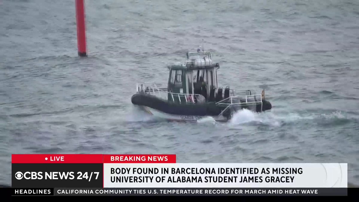 The body of missing University of Alabama student James Gracey, who disappeared on a trip to Barcelona, has been found, Spanish police said Thursday. The 20-year-old from Elmhurst, Illinois, was visiting friends studying abroad during his spring break.