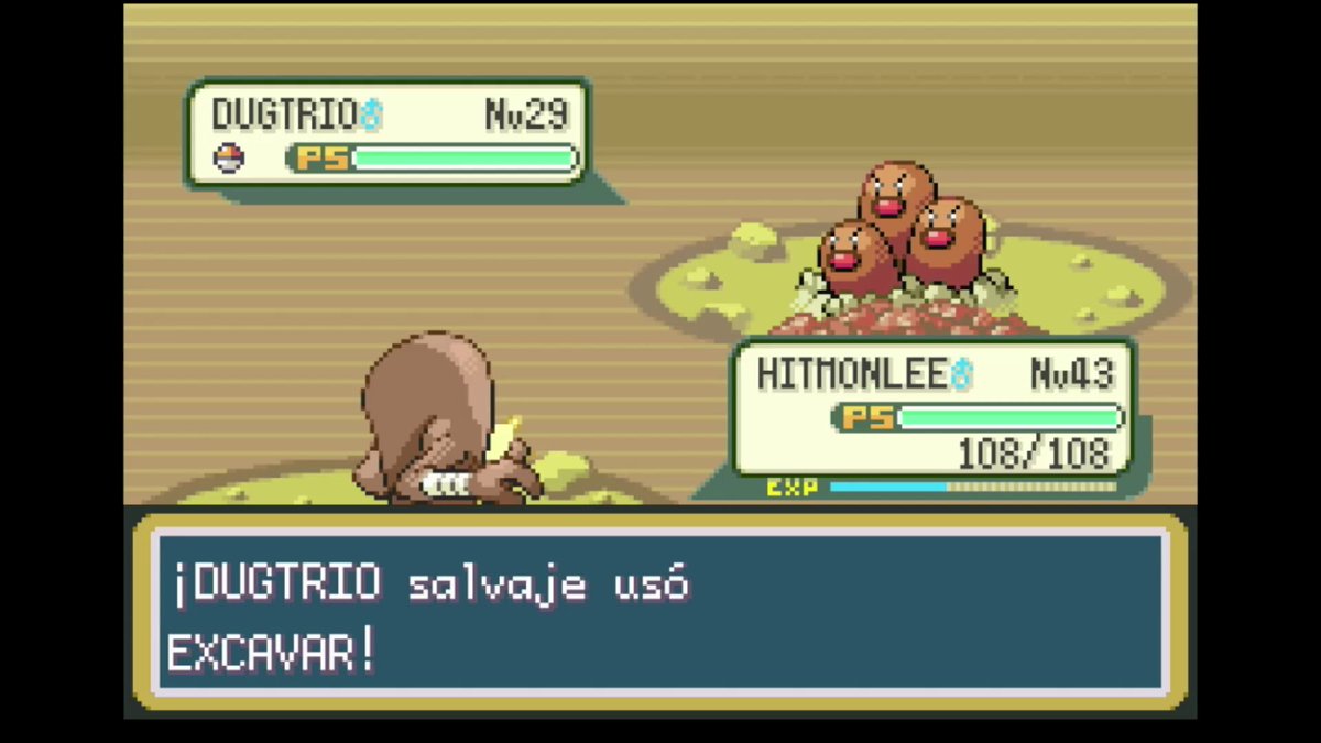 Espera. ¿Me estás diciendo que mi Hitmonlee se ha cargado a un Dugtrio de una Patada S. Alta MIENTRAS ESTABA EXCAVANDO? Telépata asegura que el siguiente ataque acertará. Desconocía que te permite pegar en turnos semi-invulnerables tipo Vuelo y Excavar.