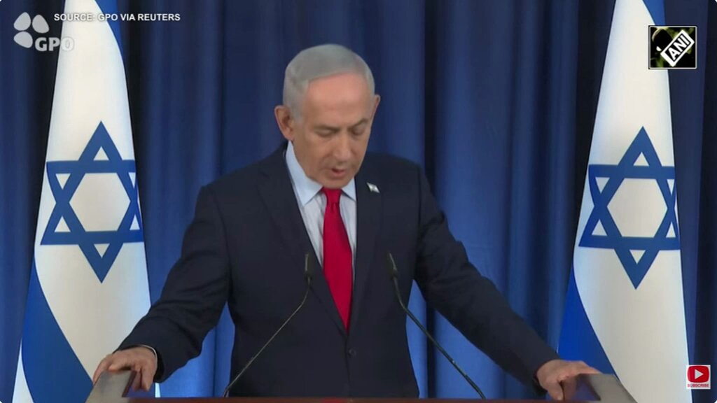 #WATCH | Prime Minister of Israel Benjamin Netanyahu says, "What has to be done is to have alternative routes. Instead of going through the choke points of the Strait of Hormuz and the Strait of Mandeb in order to have the flow of oil, just have oil pipelines, gas pipelines going West through the Arabian Peninsula right up to Israel, and our Mediterranean ports, and you have just done away with the choke points forever. That is definitely possible..." He also says, "I also see this war ending a lot faster than people think..." (Source: GPO via Reuters)