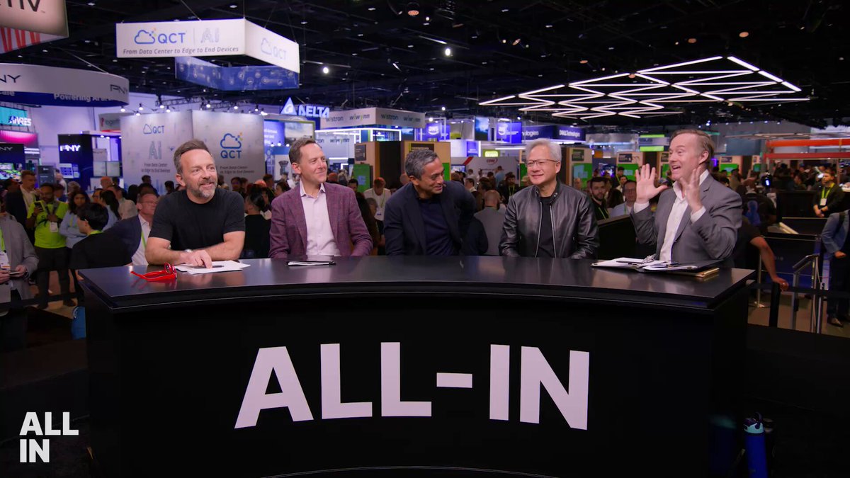 🚨MAJOR INTERVIEW: Jensen Huang joins the Besties! The NVIDIA CEO joins to discuss: -- Nvidia's future, roadmap to $1T revenue -- Physical AI's $50T market -- Rise of the agent, OpenClaw's inflection moment -- Inference explosion, Groq deal -- AI PR Crisis, Anthropic's comms mistakes -- Token allocation for employees ++ much more! (0:00) Jensen Huang joins the show! (0:26) Acquiring Groq and the inference explosion (8:53) Decision making at the world's most valuable company (10:47) Physical AI's $50T market, OpenClaw's future, the new operating system for modern AI computing (16:38) AI's PR crisis, refuting doomer narratives, Anthropic's comms mistakes (20:48) Revenue capacity, token allocation for employees, Karpathy's autoresearch, agentic future (30:50) Open source, global diffusion, Iran/Taiwan supply chain impact (39:45) Self-driving platform, facing competition from active customers, responding to growth slowdown predictions (47:32) Datacenters in space, AI healthcare, Robotics (56:10) OpenAI/Anthropic revenue potential, how to build an AI moat (59:04) Advice to young people on excelling in the AI era