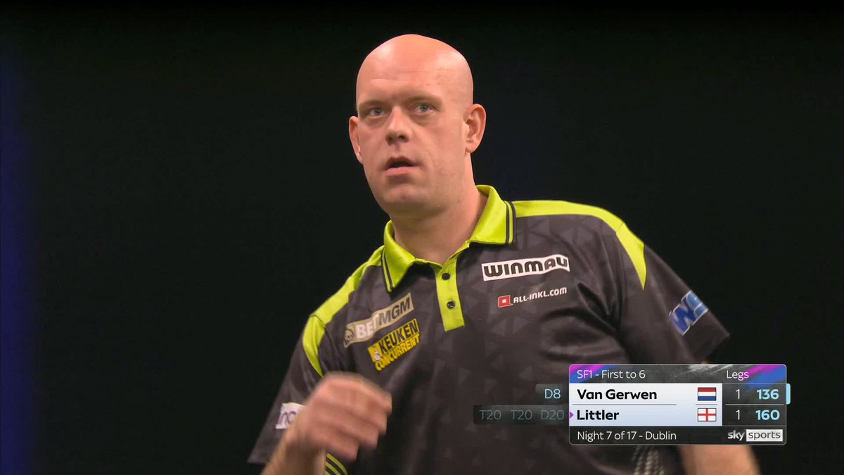 MVG BUSTS 136… & WINS THE LEG 🤯 What a bizarre leg 🤣 Michael van Gerwen busts 136 on double 16, and STILL manages to win the leg after Luke Littler misses a big number himself! 📲 #PLDarts | SF1