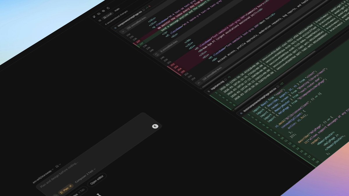 Nice. Cursor just dropped their new "Glass" alpha, and they're leaning heavily into the simplified coding GUI trend that's been blowing up lately. First impressions are really positive. And just look at how insanely fast Composer 2 is. First impressions? Drop yours 👇