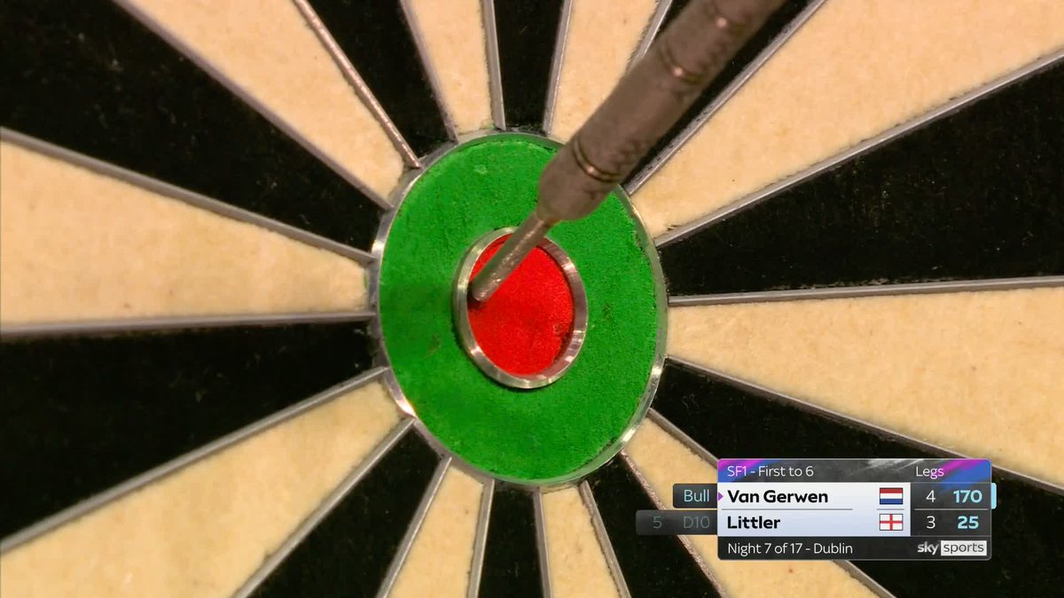 MvG HITS THE BIG FISH 🎣 This is INCREDIBLE 🤯 Luke Littler wires a 170 finish on the bullseye, only for Michael Van Gerwen to take out the big fish himself 🔥 📲 #PLDarts | SF1