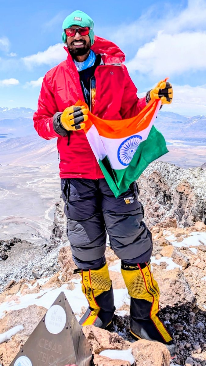 Fastest time to climb the seven volcanic summits (male) 🌋 92 days 4 hours and 45 minutes by Bhupathiraju Anmish Varma 🇮🇳
