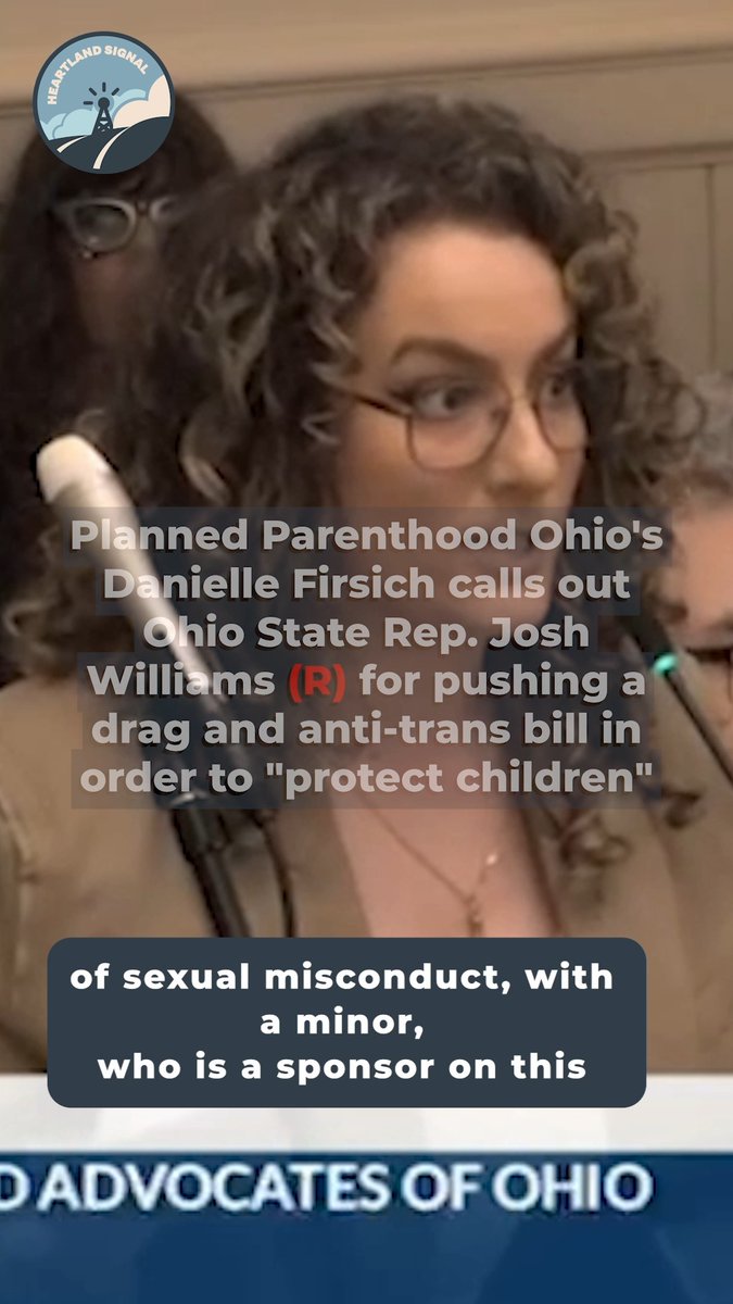 Planned Parenthood Ohio's Danielle Firsich calls out Ohio State Rep. Josh Williams (R) for pushing a drag and anti-trans bill in order to "protect children" while allowing Rep. Rodney Creech (R), who is accused of gross sexual misconduct with a minor relative, to sponsor it. "I also don't want to be lectured about when it comes to what is obscene or not to children. You have a man who has just put back on his committees, who was accused of sexual misconduct with a minor, who is a sponsor on this bill. You all let him have his committee privileges back."