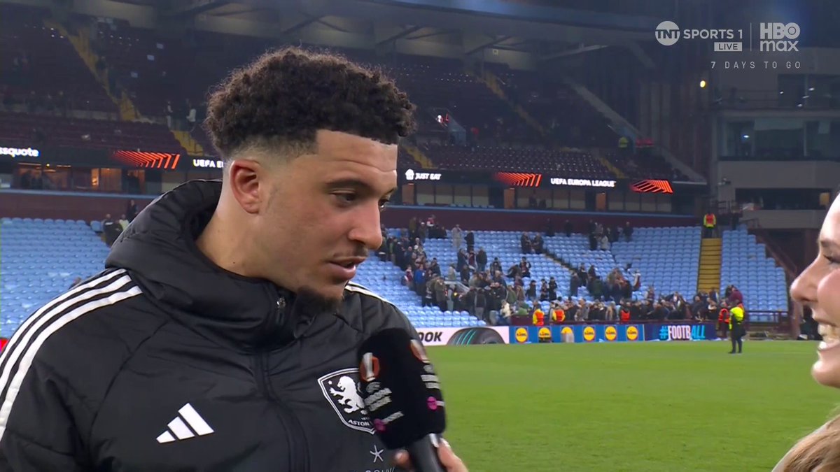 “If we keep doing this, I’m sure we can go very far in this competition” Jadson Sancho reacts to Aston Villa advancing to the Europa League quarter-final 📈 🎙Olivia Buzaglo | 📺 TNT Sports & discovery+ UK