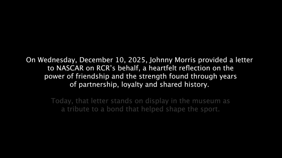 A tribute to friendship, legacy and the bonds that help shape this sport. Come see our newest display in the RCR Museum featuring Johnny Morris’ letter to Richard Childress.