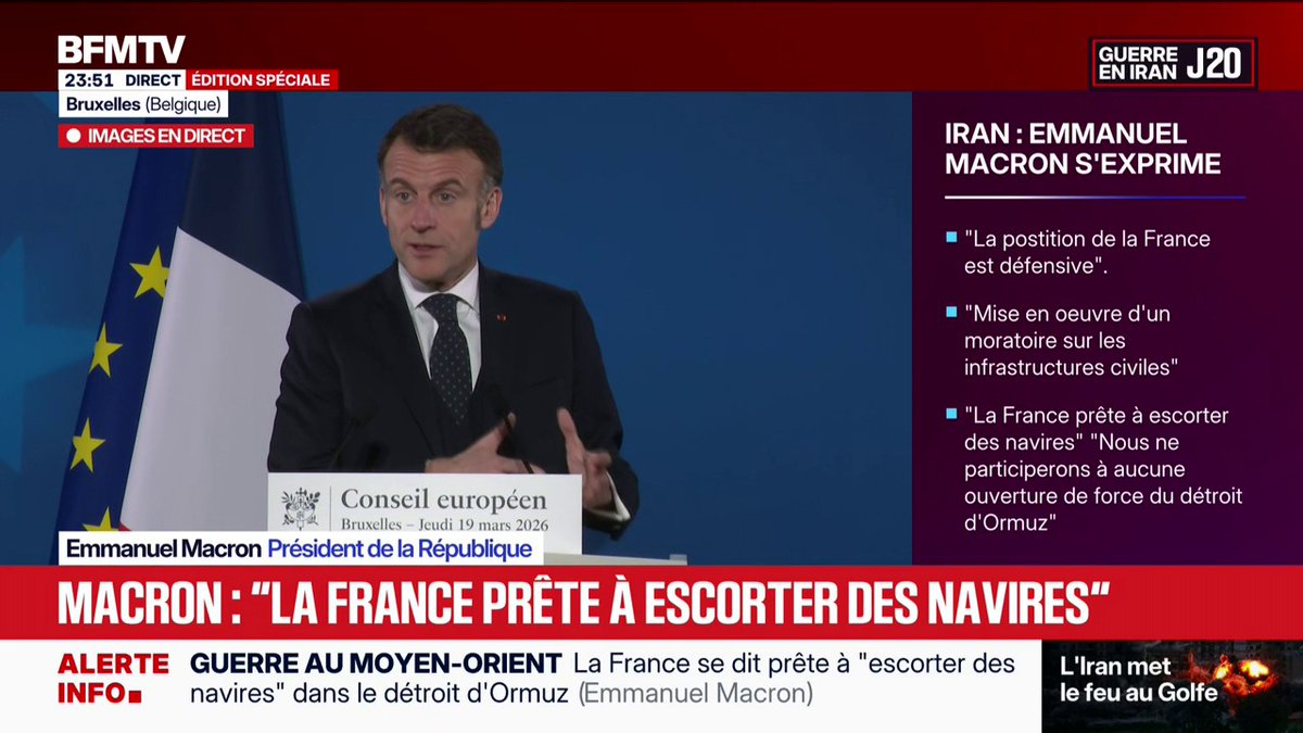 [ 🇫🇷 FRANCE | 🌍 MOYEN-ORIENT ] 🔸 Emmanuel Macron appelle à des mesures d’urgence pour limiter l’impact économique de la guerre au Moyen‑Orient sur les prix de l’énergie, estimant que les réponses doivent être renforcées face aux tensions actuelles.