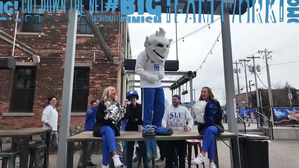 The Saint Louis mascot broke a table to pay homage to #BillsMafia while in town for the Round of 64