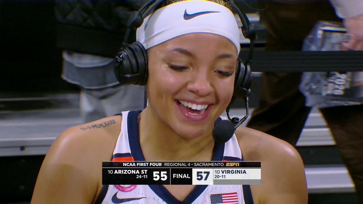 "I'm just so blessed to be in this position. This is what I came to Virginia to do." Kymora Johnson on Virginia Women's Basketball win over Arizona State 🧡