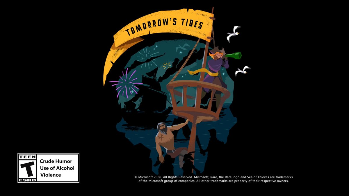 A rousing homage to the Sea of Thieves, 'Tomorrow's Tides' is the latest addition to our official soundtrack. Now available to stream or buy from your platform of choice, and inspire you to seek grand adventure at any moment you choose. 🎵