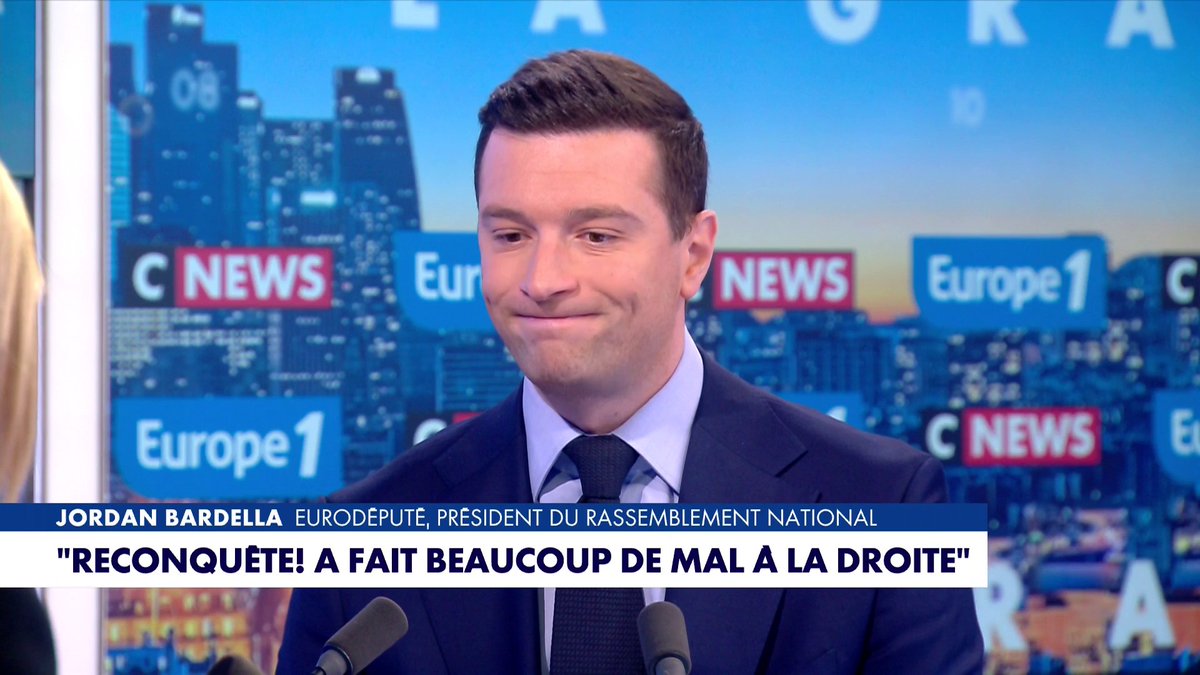 Le président du Rassemblement national et eurodéputé Jordan Bardella intervient sur le retrait de Sarah Knafo : «Reconquête! a fait beaucoup de mal à la droite» dans #LaGrandeInterview Toute l'info est à retrouver sur