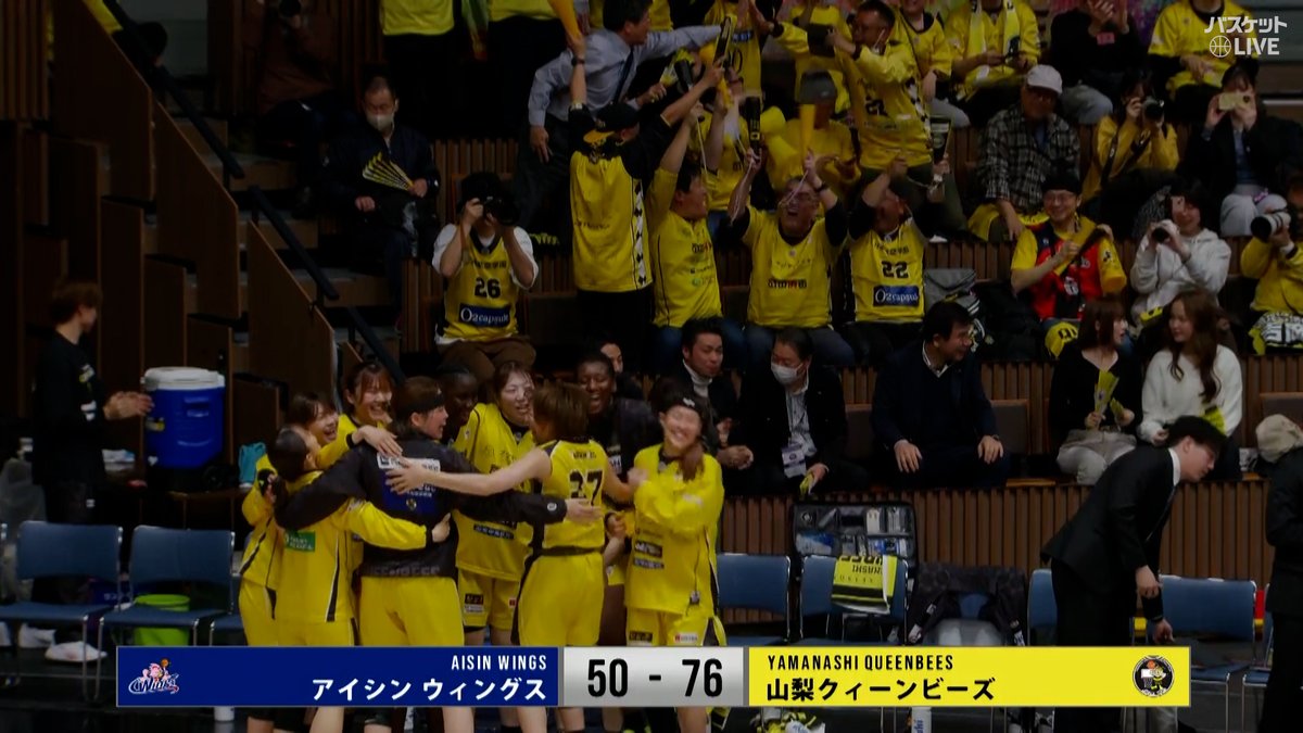 #Wリーグ ディビジョン入替戦 2025-26 【試合終了】 #アイシンウィングス 50-76 #山梨クィーンビーズ フューチャー 2位 山梨🐝がプレミア 7位 アイシンに勝利✨プレミア昇格に王手🔥 📅 3/21(土)15:00 注目の第2戦👀 #バスケットLIVE 📡配信 W LEAGUE(Wリーグ) 山梨クィーンビーズバスケットボールクラブ