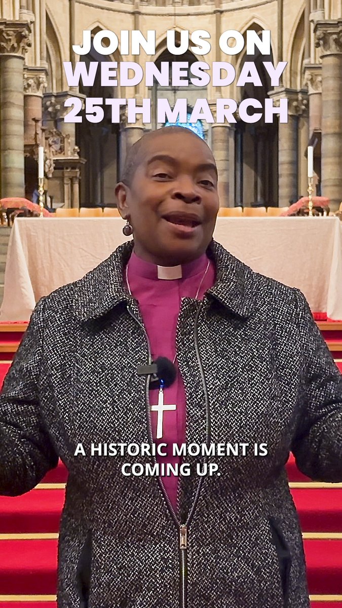 A historic moment is coming up. ⛪ The 106th Archbishop of Canterbury, Sarah Mullally, will be installed at Canterbury Cathedral on 25 March 2026. Wherever you are, you can join us and watch online. Find the livestream at