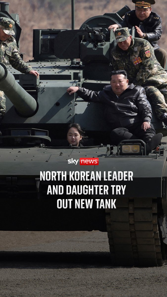 North Korean leader Kim Jong Un and his 13-year-old daughter who is reportedly named Kim Ju Ae, were seen driving an army tank at a military exercise in Pyongyang. Read more stories here: