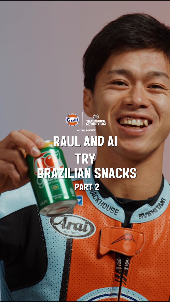 Brazilian snacks: Part 2 🇧🇷👀 Trackhouse MotoGP's Raúl and Ai take on the next round of local favourites #GulfOil #MotoGP #BrazilianGP