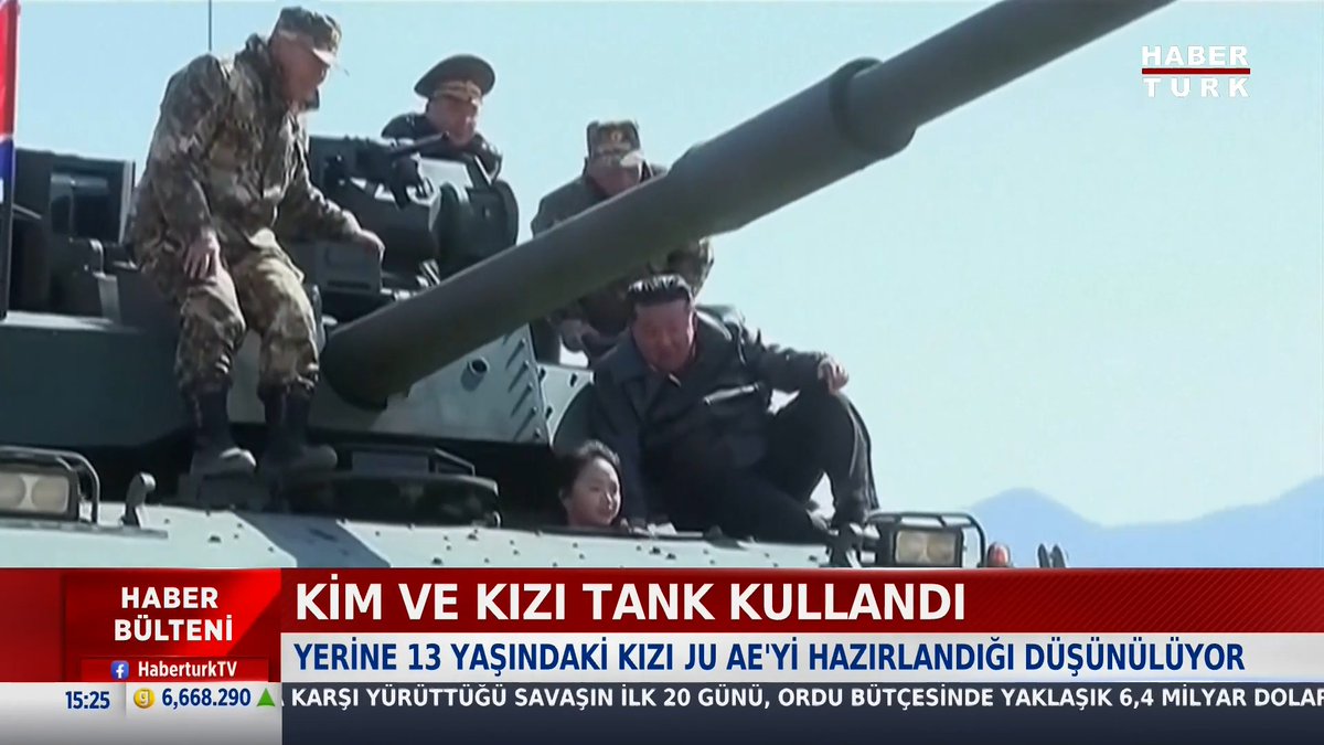 Kuzey Kore lideri Kim Jong Un ve kızı Ju Ae tank kullandı.