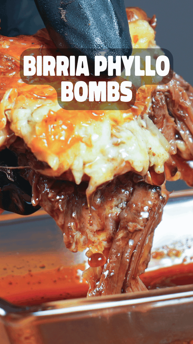 Crispy, cheesy, juicy... these Birria Phyllo Bombs are the ultimate snack! 🔥