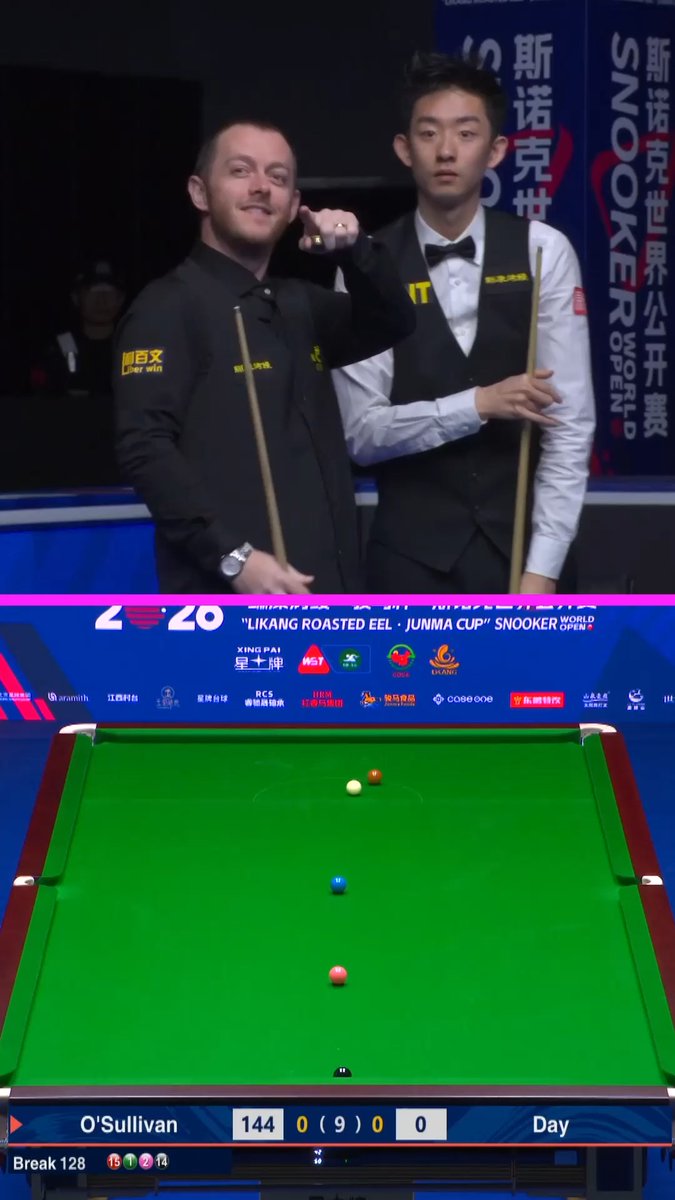 When greatness stops everything 🤩 Mark Allen and Wu Yize paused their quarter-final match at the World Open to watch Ronnie O'Sullivan make history with a 153 🔥