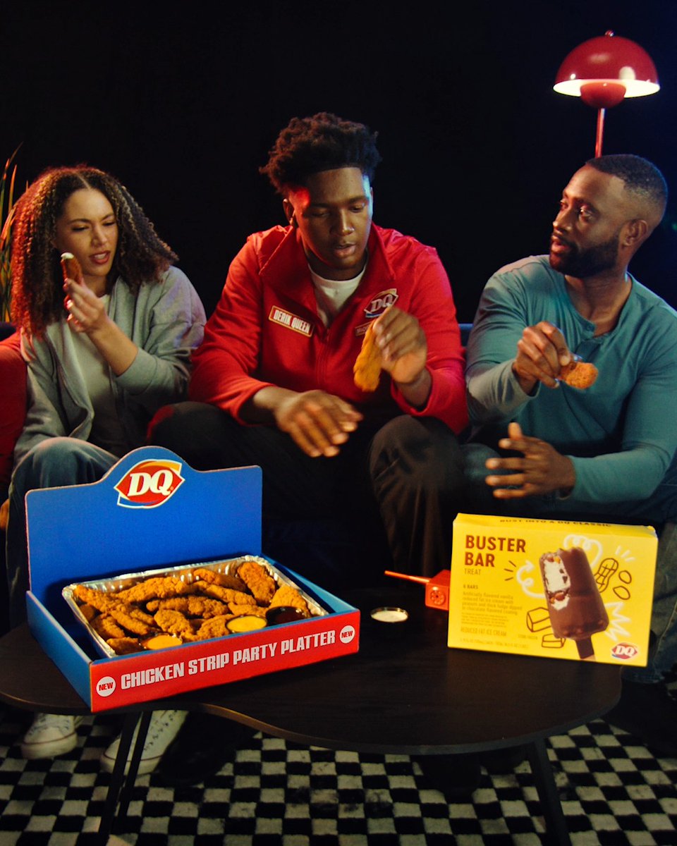 #ad DQ 🤝 DQ Don't get upset over an upset. Order a DQ Chicken Strip Party Platter in the DQ App and get a FREE box of BUSTER BAR Treats.