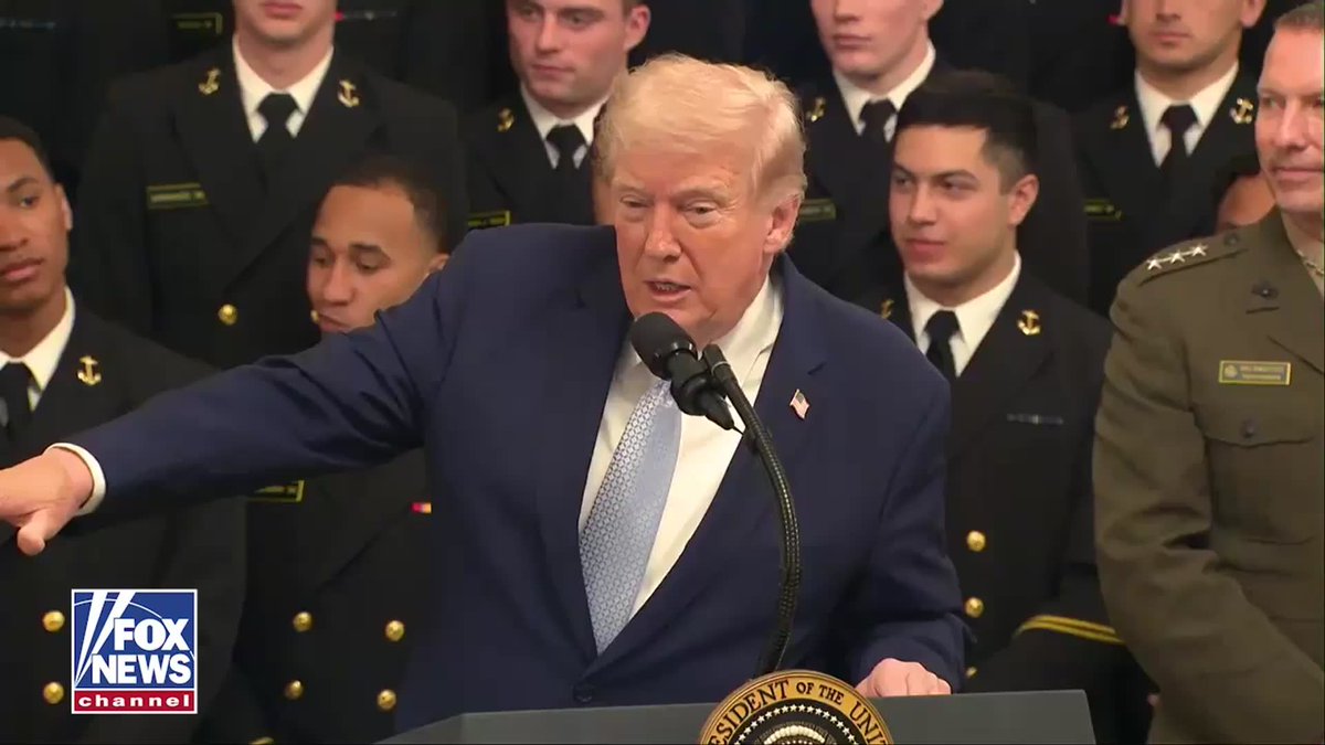 NOW: President Trump jokes about being healthier than the Navy football team while honoring them with the Commander in Chief's trophy at the White House.