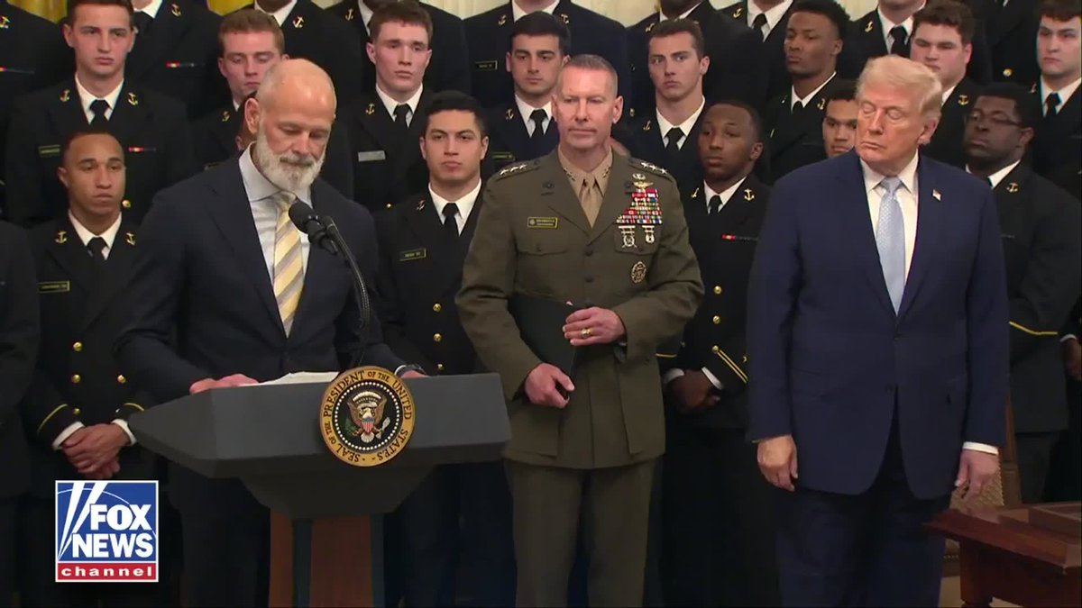 COMMITMENT & DISCIPLINE: Navy football coach Brian Newberry highlights the hard work and dedication his players show on the field while accepting the Commander in Chief’s trophy at the White House. "The Commander in Chief's Trophy represents the commitment, discipline, teamwork that define the future leaders and warfighters of our armed forces." "Every day, our players balance the demands of Division One athletics with the responsibility of preparing to serve as officers. That challenge forges the character this trophy represents. In our view, it is the most meaningful and honorable trophy in all the college sports."