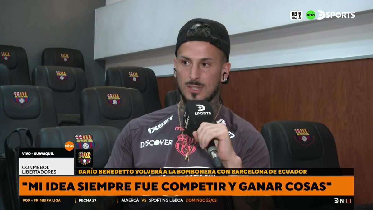 "NO ME GUSTA VIVIR SIN TENER PRESIÓN" Darío Benedetto habló sobre su llegada a Barcelona de Ecuador y porqué descartó la posibilidad de continuar su carrera en el fútbol argentino #DSPORTSNoticiasLite con Manuel Olivari y SOL RIVAS💙💛💙