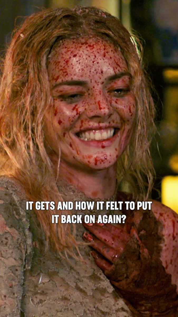"It felt like a superhero putting the armor back on." Samara Weaving discusses wearing Grace's iconic, bloody wedding dress again in #ReadyOrNot2: Here I Come.