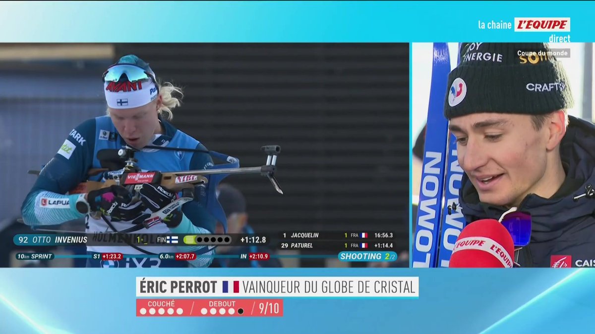 « C’est dur de mettre les mots sur ce que ça représente, j’ai rêvé de ça depuis longtemps » 💬 Eric Perrot décroche le gros globe pour la première fois #lequipeBIATHLON