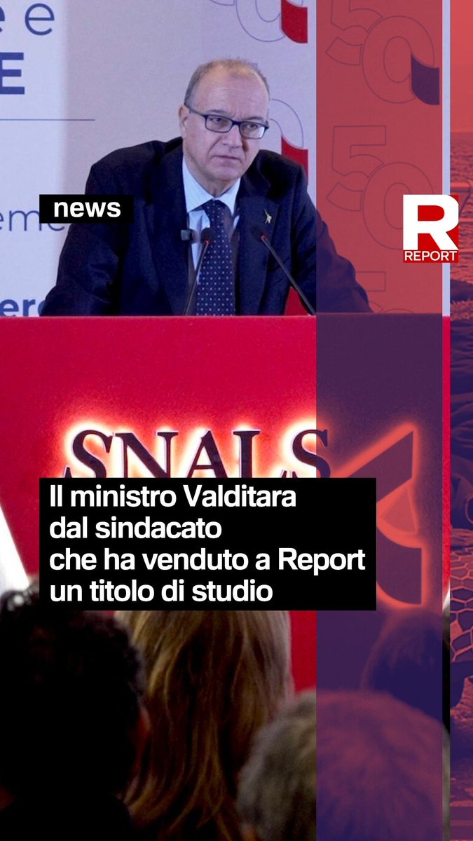 Il ministro Valditara dal sindacato che ha venduto a Report un titolo di studio. Rivedi l'inchiesta "Dietro la cattedra" 👇
