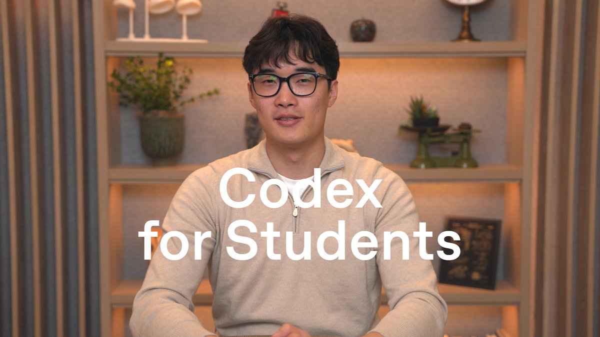 Meet Codex for Students. We're offering college students in the U.S. and Canada $100 in Codex credits. Our goal is to support students to learn by building, breaking, and fixing things.
