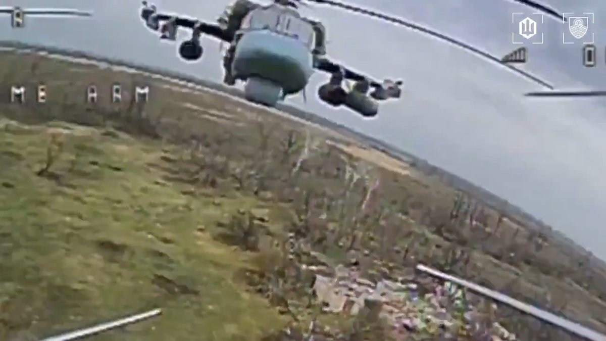 Reportedly recent footage of a Russian Ka-52 Alligator attack helicopter taken out by a Ukrainian drone 🚁 Fly accordingly... #war #russia #ukraine #KA52 #alligator #gator #drone #GatorDontPlay
