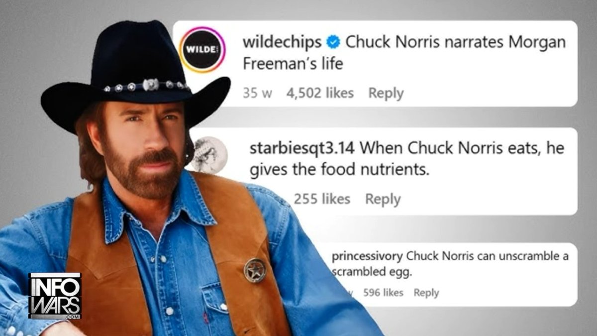 BREAKING: Chuck Norris Has Died At The Age Of 86 Harrison Smith Remembers The Badass American Hero & The World's First Meme: "Death Took Chuck Norris— Death Is In The Hospital On Life Support" "Chuck Norris Didn't Just Kick The Bucket— He Kicked The Bucket's Ass" "Chuck Norris Actually Died 20 Years Ago— Death Just Finally Got The Courage To Tell Him" »WATCH THE ALEX JONES SHOW LIVE NOW: