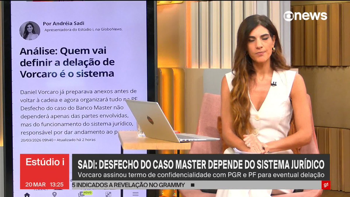 No #Estúdioi desta sexta-feira (20), Andréia Sadi analisou que a delação premiada de Daniel Vorcaro vai depender do "funcionamento do sistema jurídico". ➡ Assista: #GloboNews