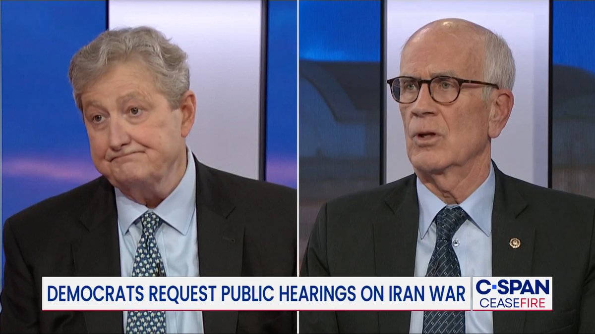 Ceasefire John Kennedy on Iran funding: "I can assure you that we're not going to vote to give $200 billion or $2 billion or $200 until we have hearings on the money." Dasha Burns: "At this point would you vote in favor?" Kennedy: "Not without hearings."