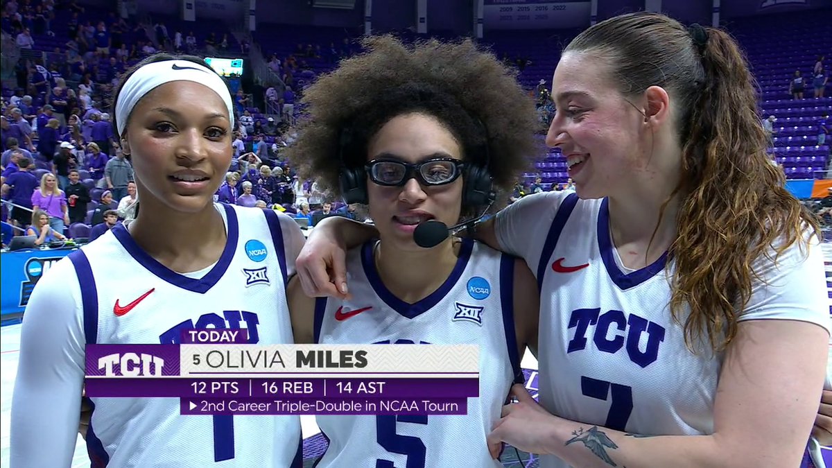 "It's the best feeling in the world. I love to pass the ball, I'd much rather pass than score." Olivia Miles recaps her triple double as TCU advances to the next round in the NCAA tournament 📈