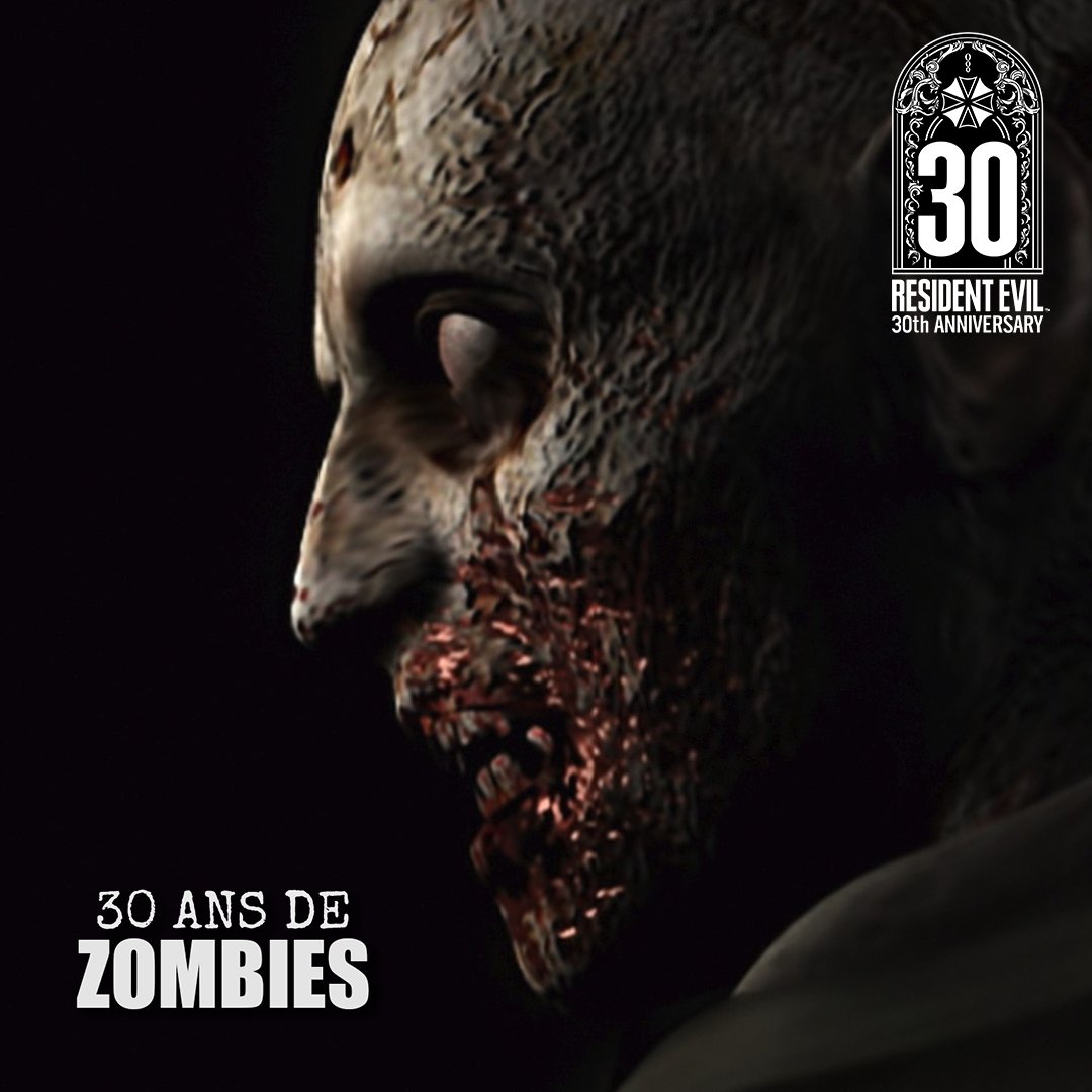 4 / / Ça démange. Délicieux. Pour célébrer le 30e anniversaire de Resident Evil, qui approche à grands pas, nous revenons sur 30 ans de zombies et l'évolution de cette créature emblématique. #RE30th