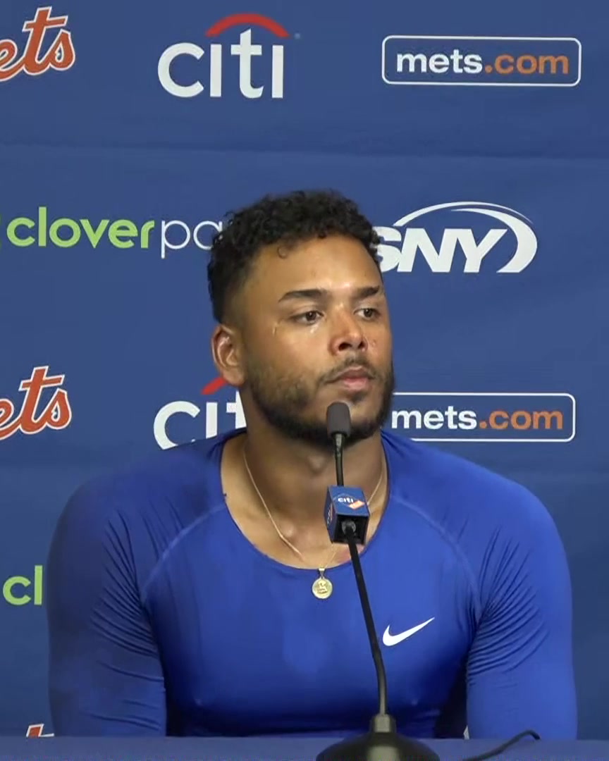 Freddy Peralta is asked about extension talks with the Mets: "Just focused on the season, give my best every five days. That's all I'm thinking about."