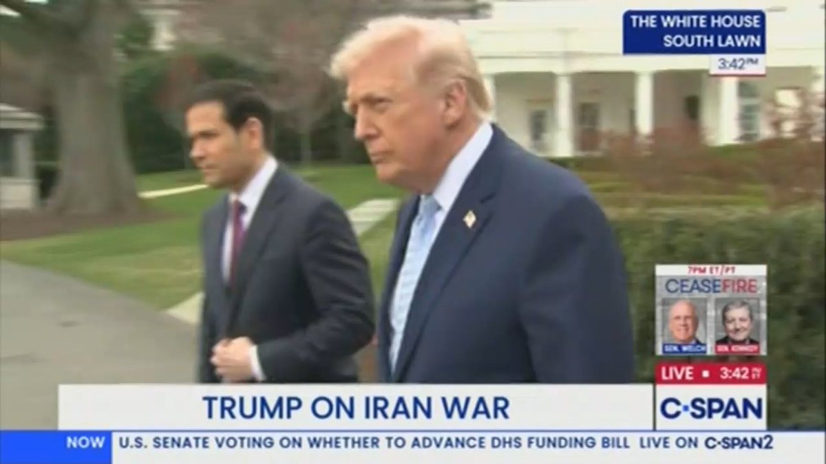 Fox News reporter: "You said the war was militarily won in Iran. What did you mean by that?" Trump: "Oh, I think we won. ... From a military standpoint, they are finished." Fox News reporter: "So how much longer should the American people expect this to go on?" Trump: *walks away*