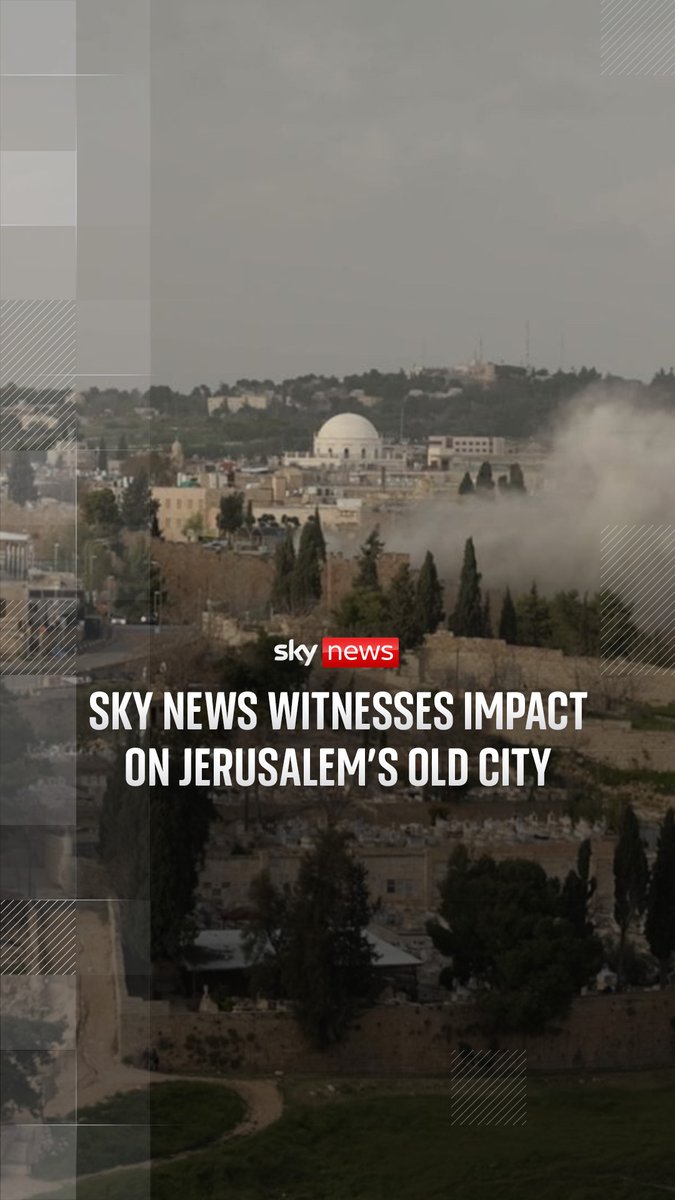 Sky News witnessed the moment fragments from a missile interception struck Jerusalem’s Old City near some of the world’s holiest sites, as the conflict with Iran escalates. Officials say it was an ordnance fragment. Sky News has not been able to independently verify its origin. alex rossi reports. 🔗