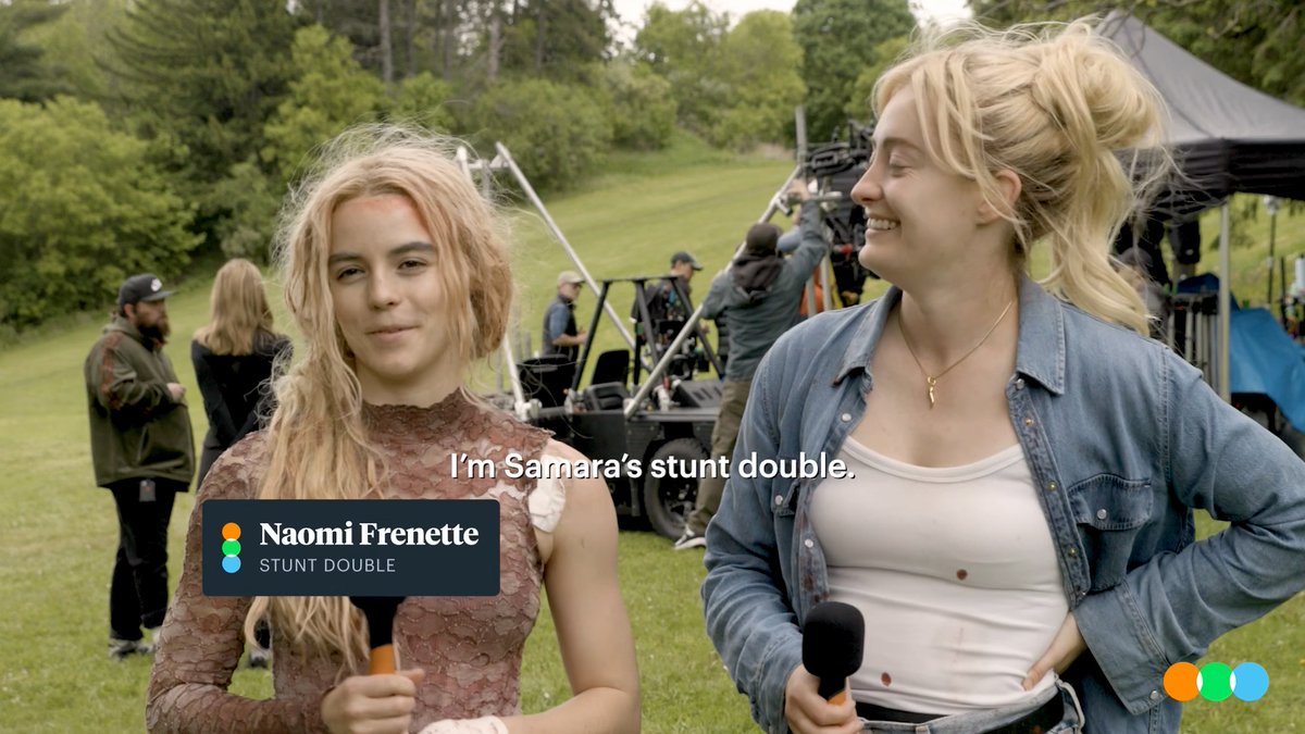 Four Favorites on the set of Ready or Not 2: Here I Come with Samara Weaving and Kathryn Newton and their stunt doubles, Naomi Frenette and Tressa Young 👯‍♀️👯‍♀️ Ready or Not 2: Here I Come is in theaters now via Searchlight Pictures.