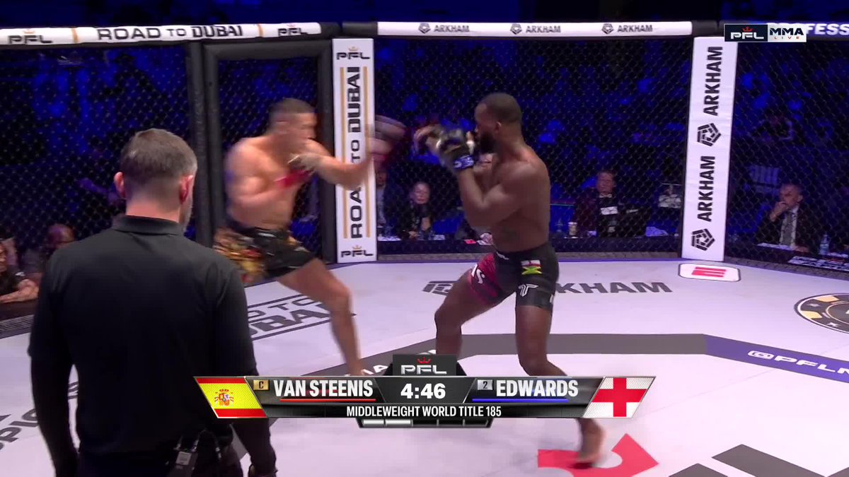Costello van Steenis lands a beautiful leg kick! #PFLMadrid | 📺LIVE NOW on the ESPN app | 📍Palacio Vistalegre