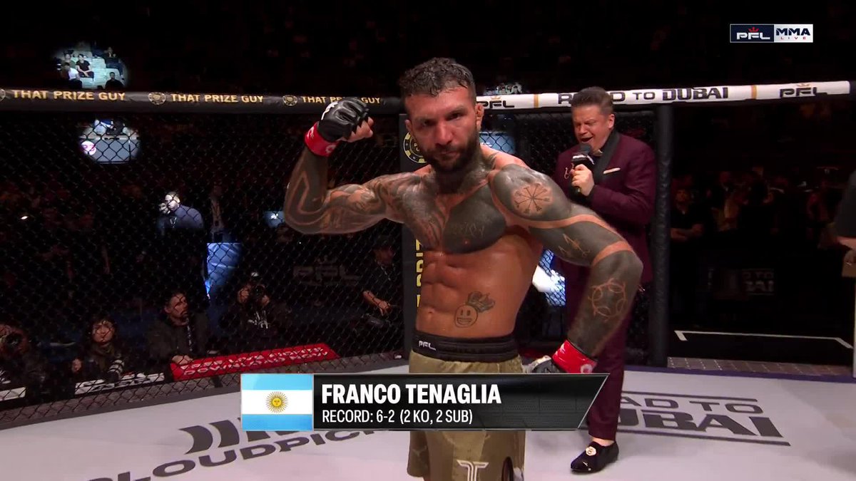 "Franco Tenaglia" Porque así fue el anuncio oficial del triunfo de Franco Tenaglia por TKO2 en su primera pelea en PFL.