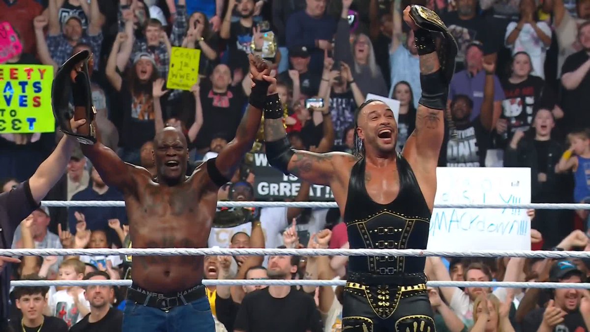 WHAT A MATCH! After a distraction from The Wyatt Sicks, Ron Killings and Damian Priest pick up the win!!! 🏆