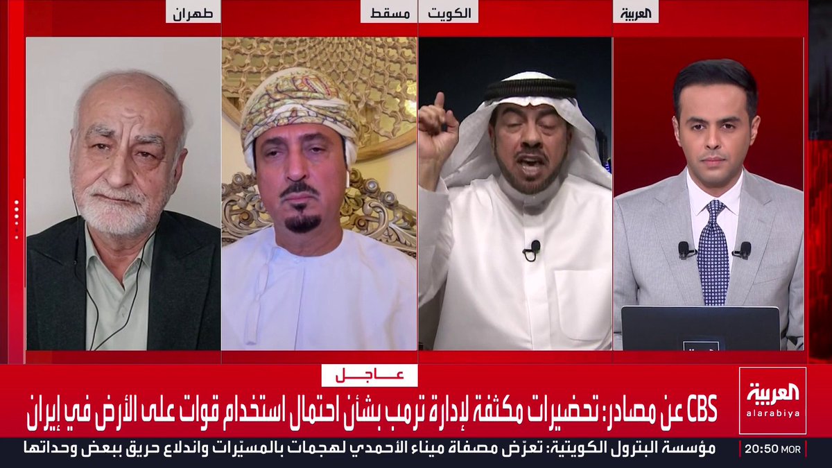المحلل السياسي مصدق بور يصف الاعتداءات الإيرانية على دول الخليج بأنها خطأ استراتيجي عابر كسحابة صيف.. ورئيس البرلمان العربي الأسبق علي الدقباسي يقاطعه: ليست سحابة صيف بل جريمة وستحاسبون عليها إيران قناة العربية