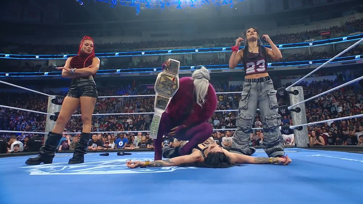 .Big Meech 미친, Briana Brandy, and Jade Cargill just attacked RheaRipley_WWE 😱