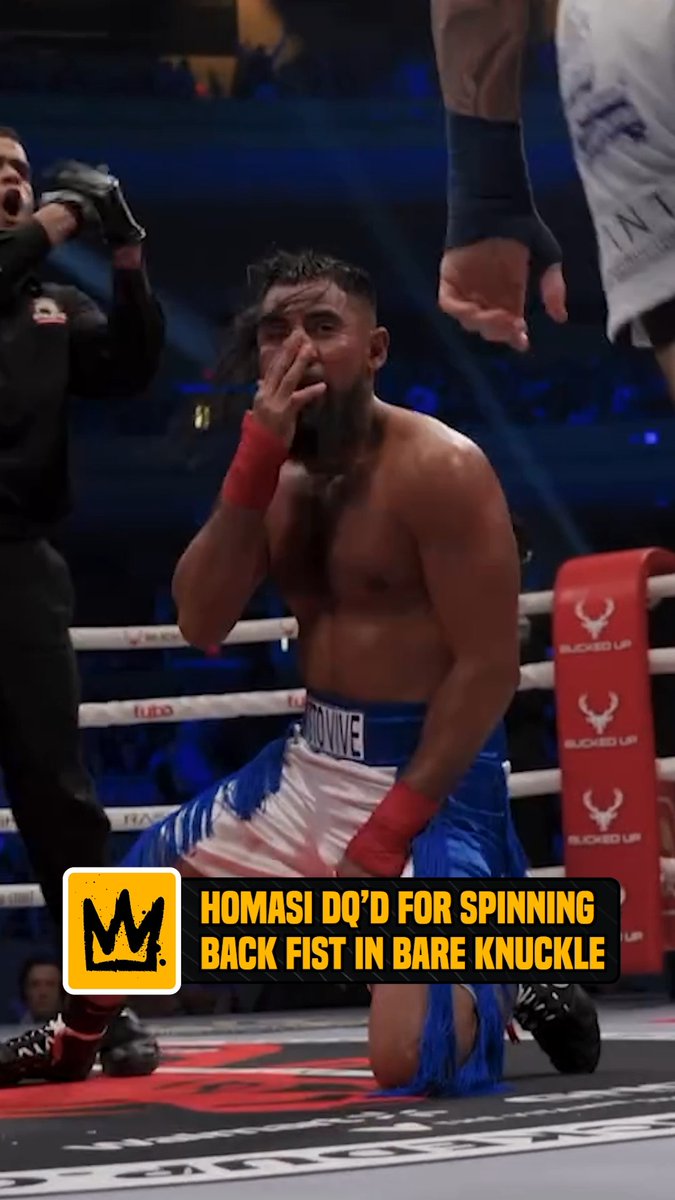 Sabah Homasi was disqualified after breaking Leonel Carrera's nose with a spinning backfist at #BKFC87 🌪️👊😵‍💫 (via Bare Knuckle FC)