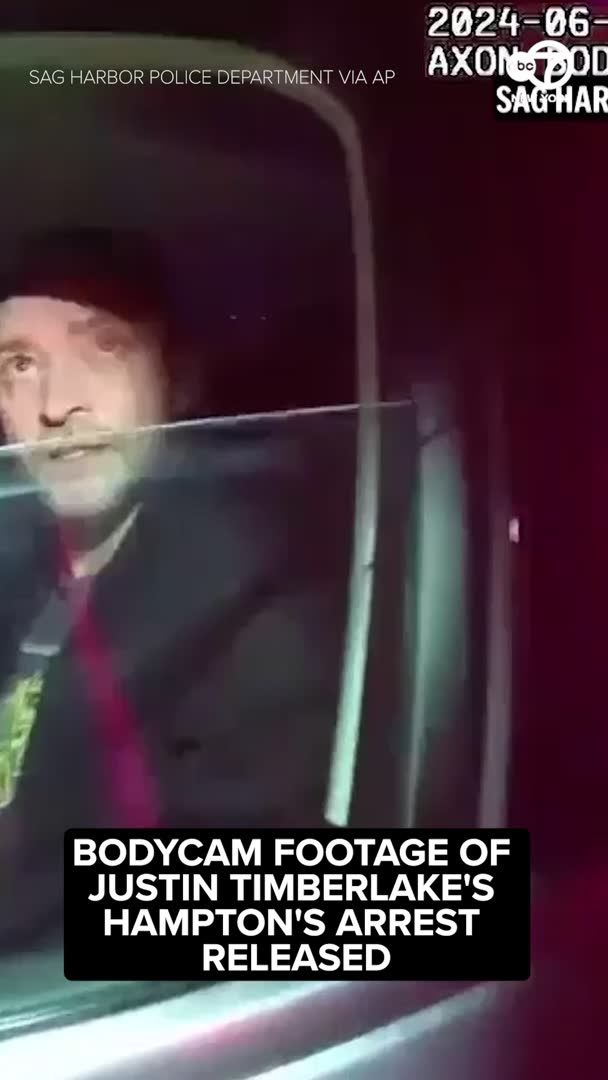 Police video of Justin Timberlake's 2024 drunken driving arrest in the Hamptons released