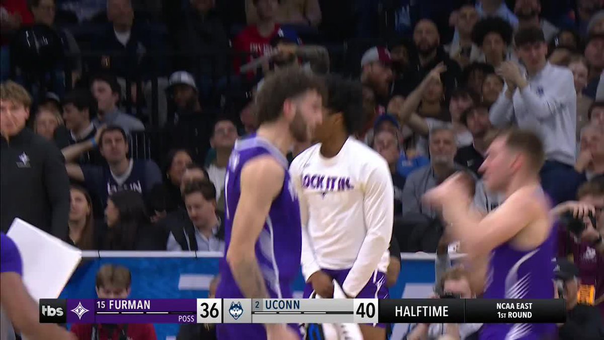 Last name is Johnston for a reason 🔥 Furman Basketball beats the buzzer to end the half 🚨 #MarchMadness