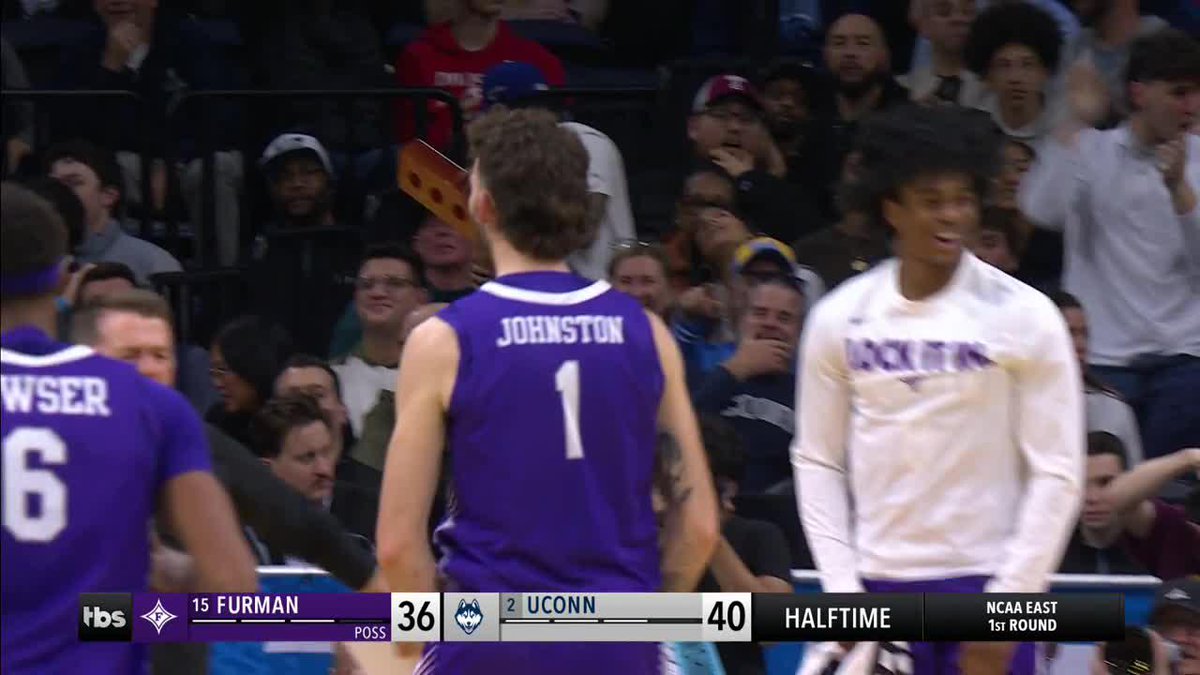 NO. 15 FURMAN FIRST HALF BUZZER BEATER 🤯 Keeping it close against No. 2 UConn... Watch March Madness on TNT Sports